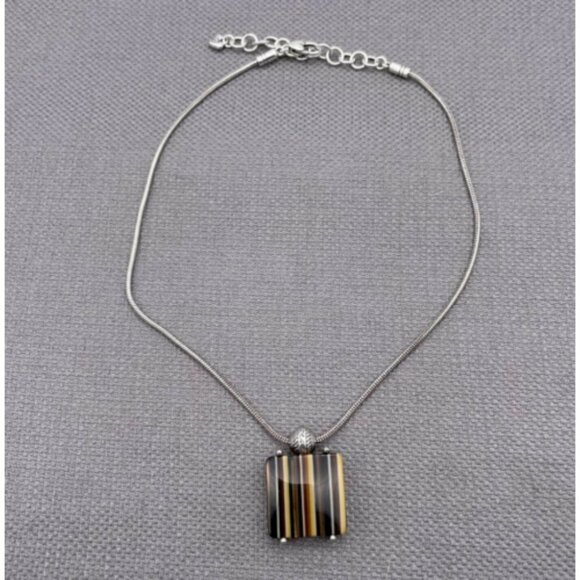 Brighton Square Multicolor Pendant Chain Necklace Silver Tone - Picture 1 of 4